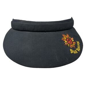 Sun Valley Golf Sun Visor Cap Black OS Wide Embroidered Texann By Texace Vintage
